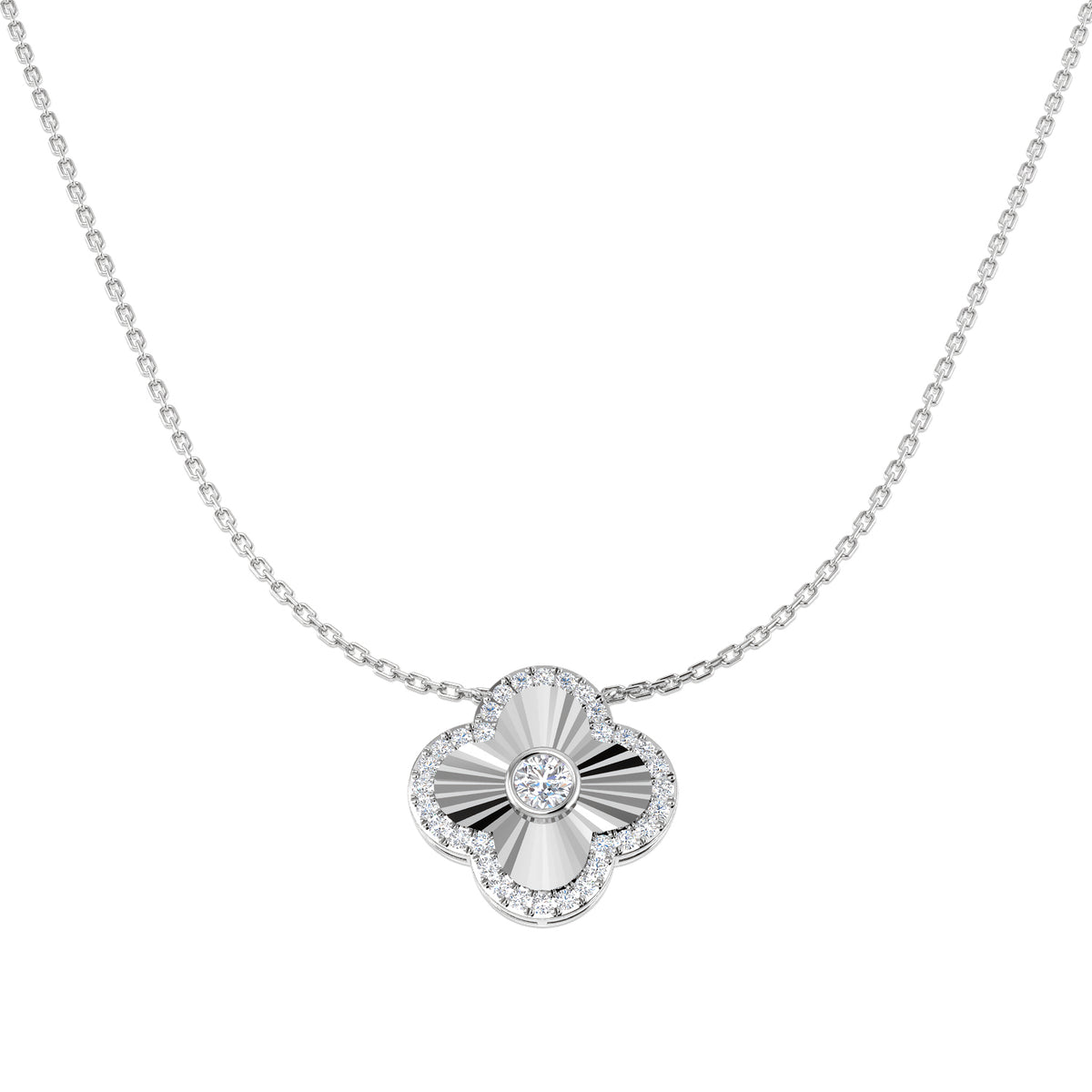 Lab-grown diamond fluted clover necklace