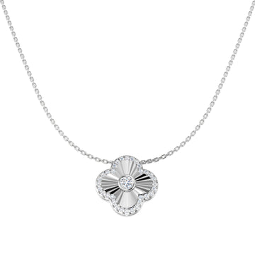 Lab-grown diamond fluted clover necklace