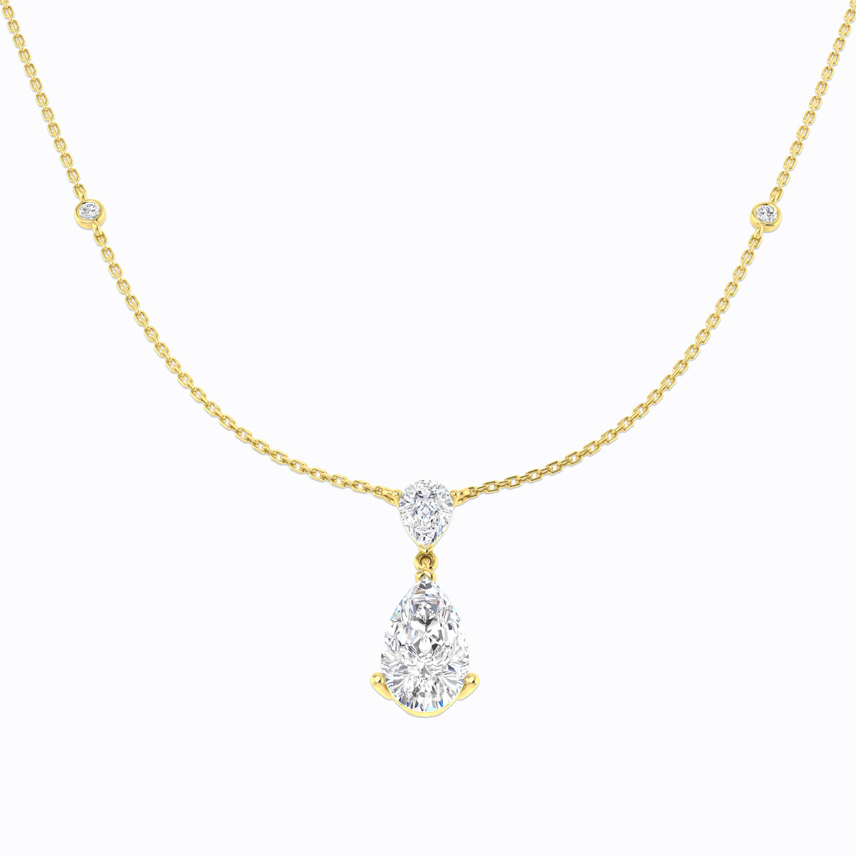 Lab-grown diamond certified pear drop necklace