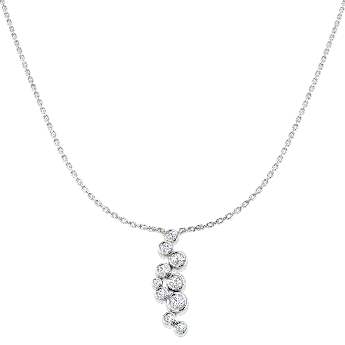 Lab-grown diamond bezel bubble drop necklace