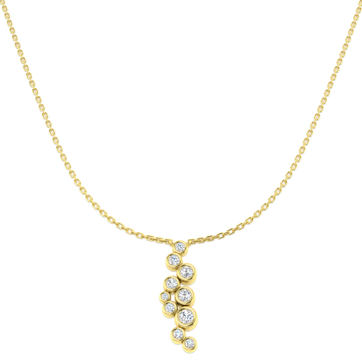 Lab-grown diamond bezel bubble drop necklace