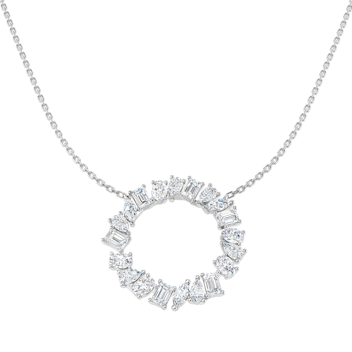 Lab-grown diamond mixed-cut diamond circle necklace