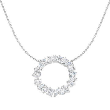 Lab-grown diamond mixed-cut diamond circle necklace