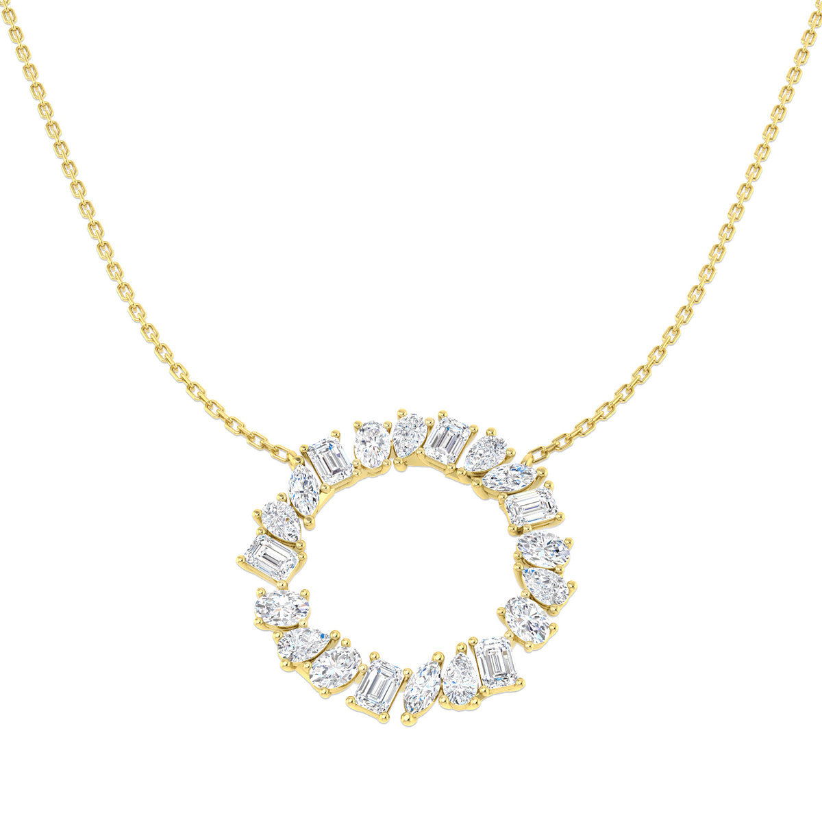 Lab-grown diamond mixed-cut diamond circle necklace