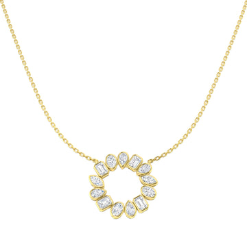 Lab-grown diamond mixed-cut bezel circle necklace