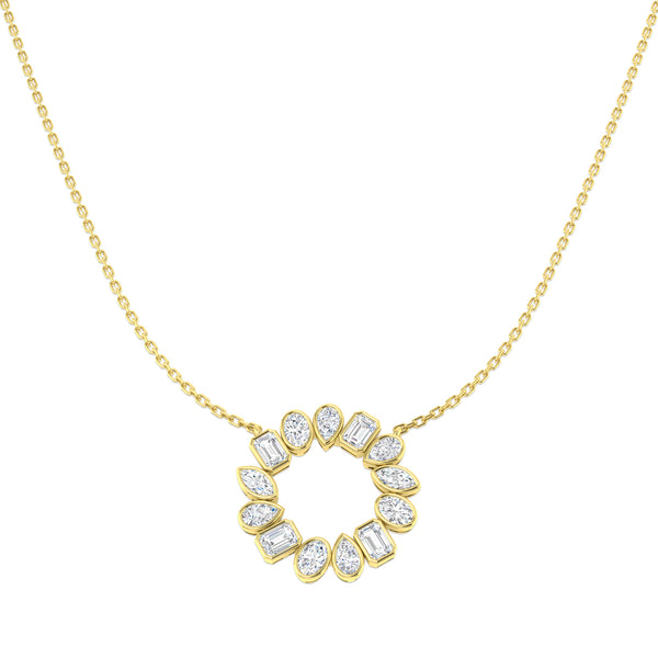 1.47ct Lab-Grown Diamond Mixed-Cut Bezel Circle Necklace