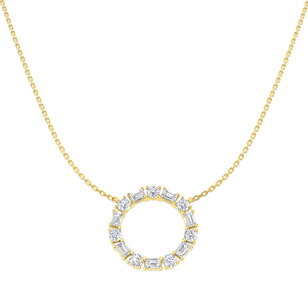1.53ct Lab-Grown Diamond Emerald & Round Circle Necklace