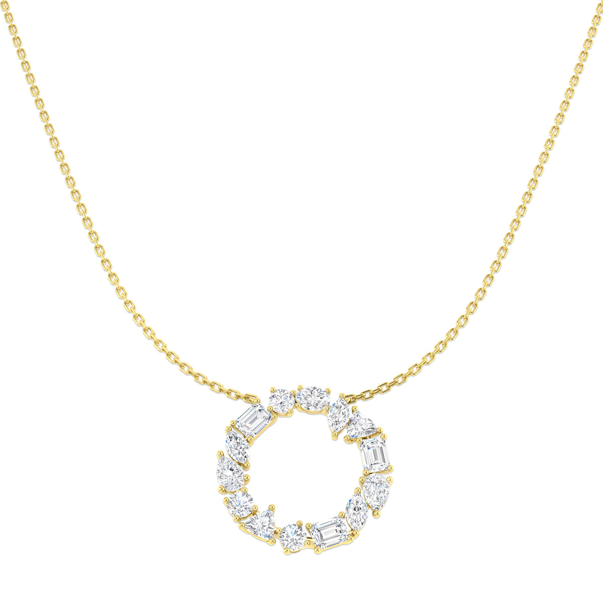 Lab-grown diamond mixed-cut geometric circle necklace