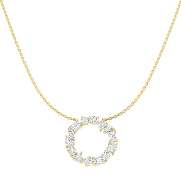 Lab-grown diamond mixed-cut geometric circle necklace