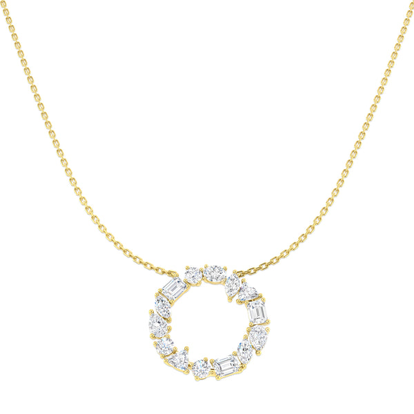 1.85ct Lab-Grown Diamond Mixed-Cut Geometric Circle Necklace