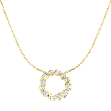 Lab-grown diamond mixed-cut bezel circle necklace