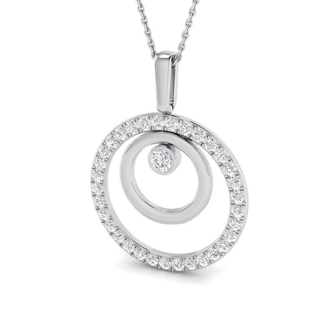 Lab-grown diamond double circle necklace