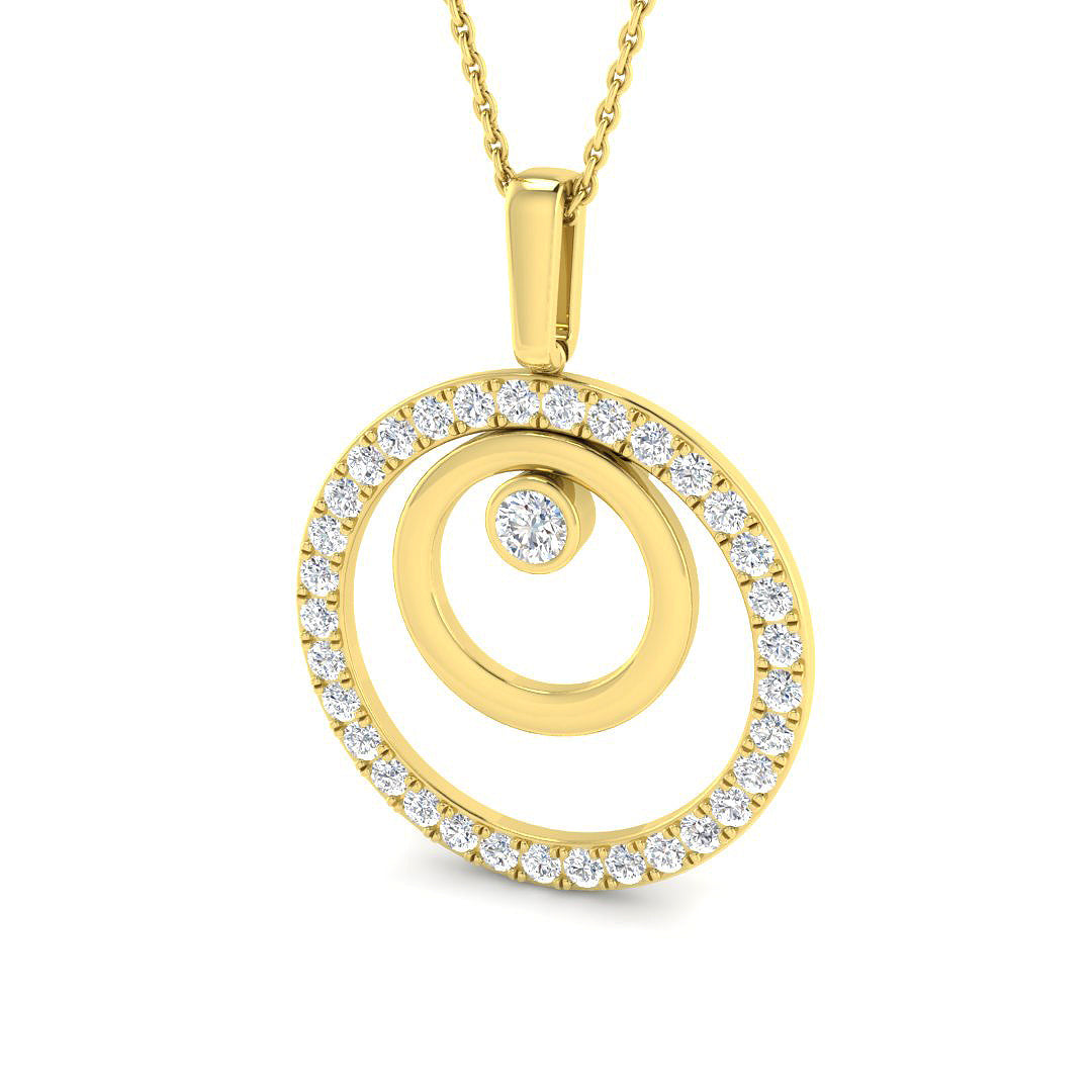Lab-grown diamond double circle necklace