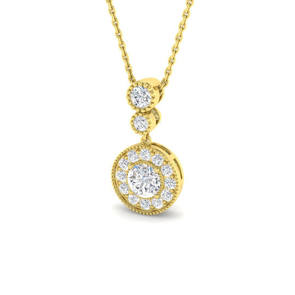 0.81ct Lab-Grown Diamond Vintage Round Halo Pendant