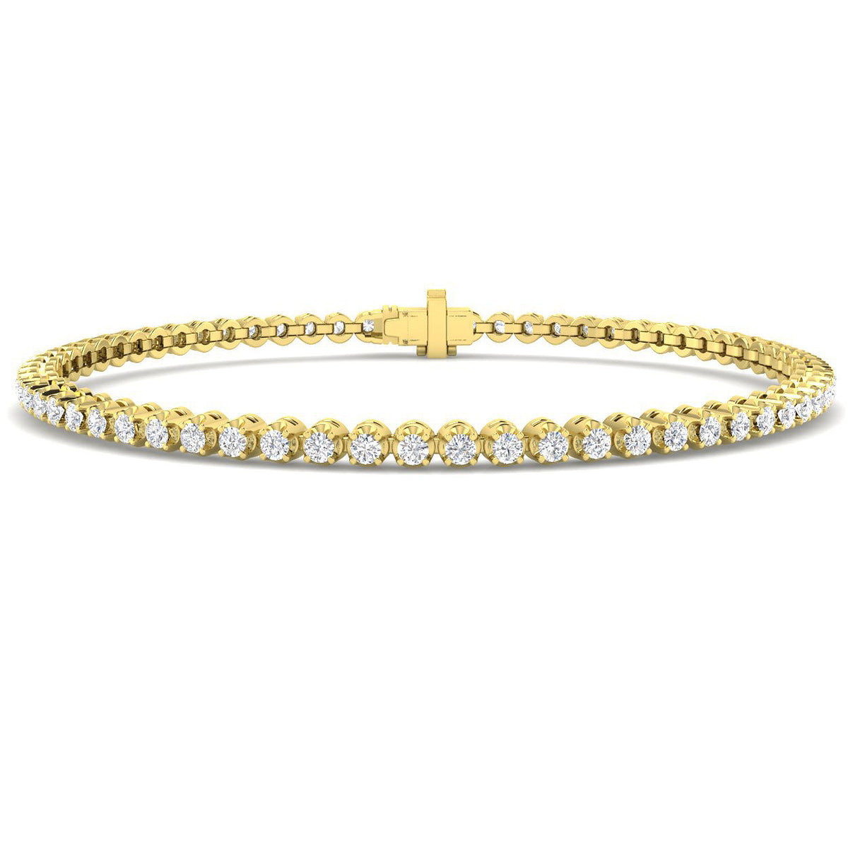 1.92ct Lab-Grown Diamond Round Tennis Bracelet in 9ct Yellow Gold