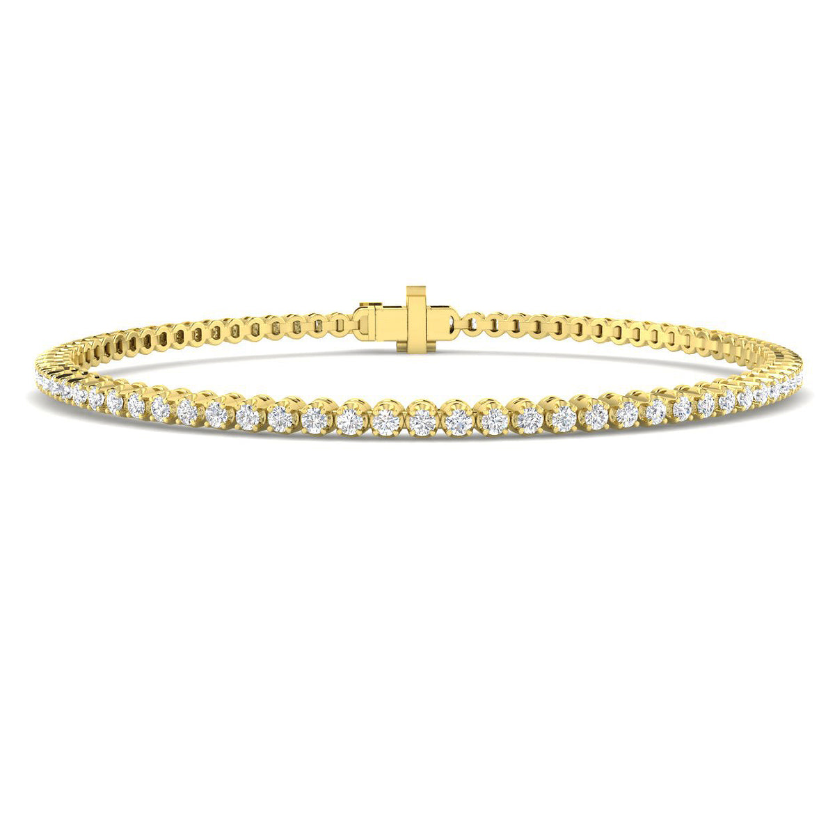 0.98ct Lab-Grown Diamond Round Tennis Bracelet in 9ct Yellow Gold