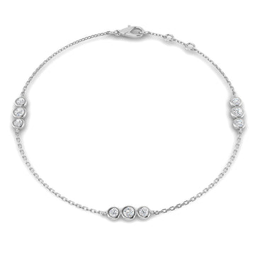 0.33ct Lab-Grown Diamond Three-Station Bracelet in 9ct White Gold