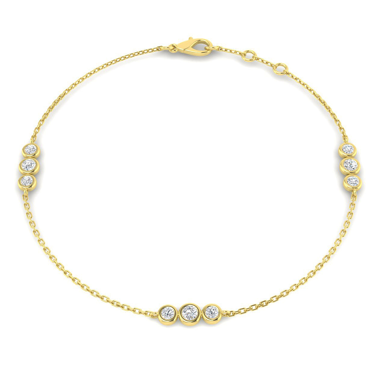 0.33ct Lab-Grown Diamond Three-Station Bracelet in 9ct Yellow Gold