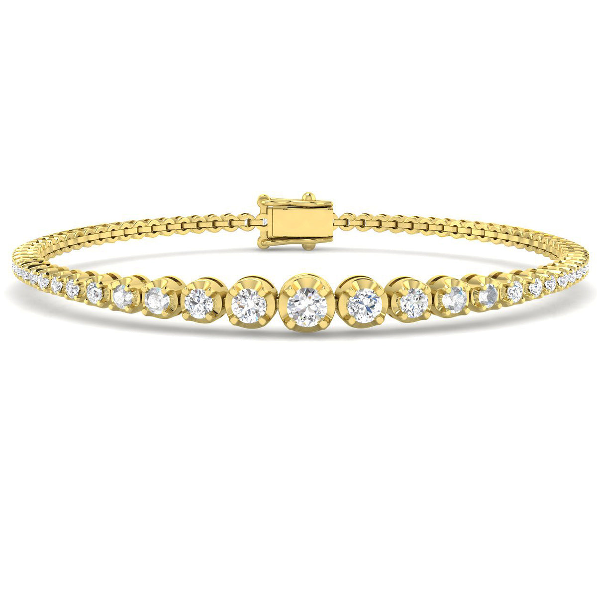 1.76ct Lab-Grown Diamond Graduated Tennis Bracelet in 9ct Yellow Gold