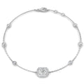 0.74ct Lab-Grown Diamond Emerald-Cut Halo Station Bracelet in 9ct White Gold