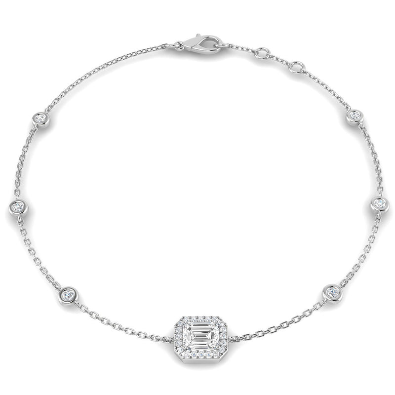 0.74ct Lab-Grown Diamond Emerald-Cut Halo Station Bracelet