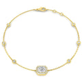 0.74ct Lab-Grown Diamond Emerald-Cut Halo Station Bracelet in 9ct Yellow Gold