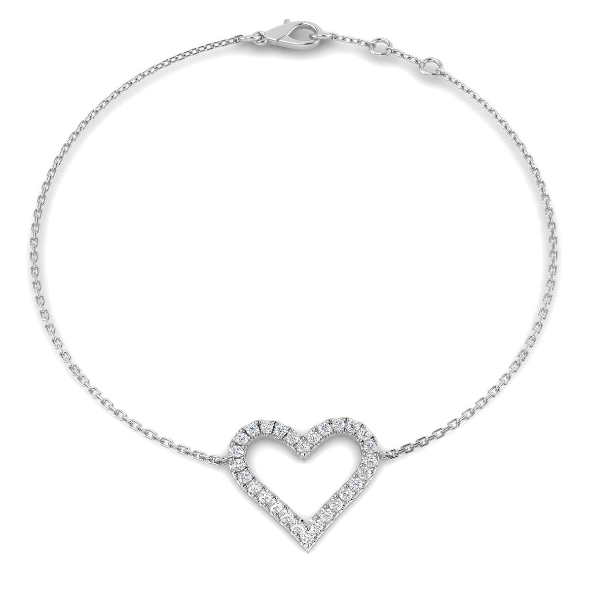 0.25ct Lab-Grown Diamond Heart Bracelet in 9ct White Gold