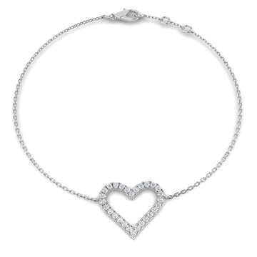 0.25ct Lab-Grown Diamond Heart Bracelet in 9ct White Gold