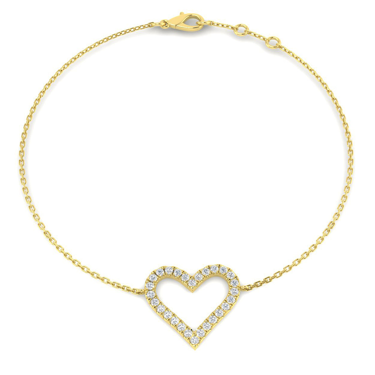 0.25ct Lab-Grown Diamond Heart Bracelet in 9ct Yellow Gold
