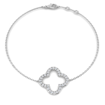 0.34ct Lab-Grown Diamond Clover Bracelet in 9ct White Gold