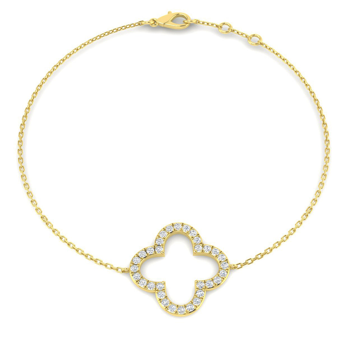 0.34ct Lab-Grown Diamond Clover Bracelet in 9ct Yellow Gold
