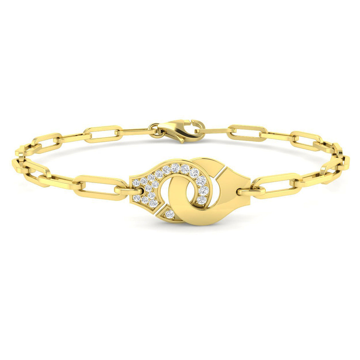 0.15ct Lab-Grown Diamond Handcuff Bracelet in 9ct Yellow Gold