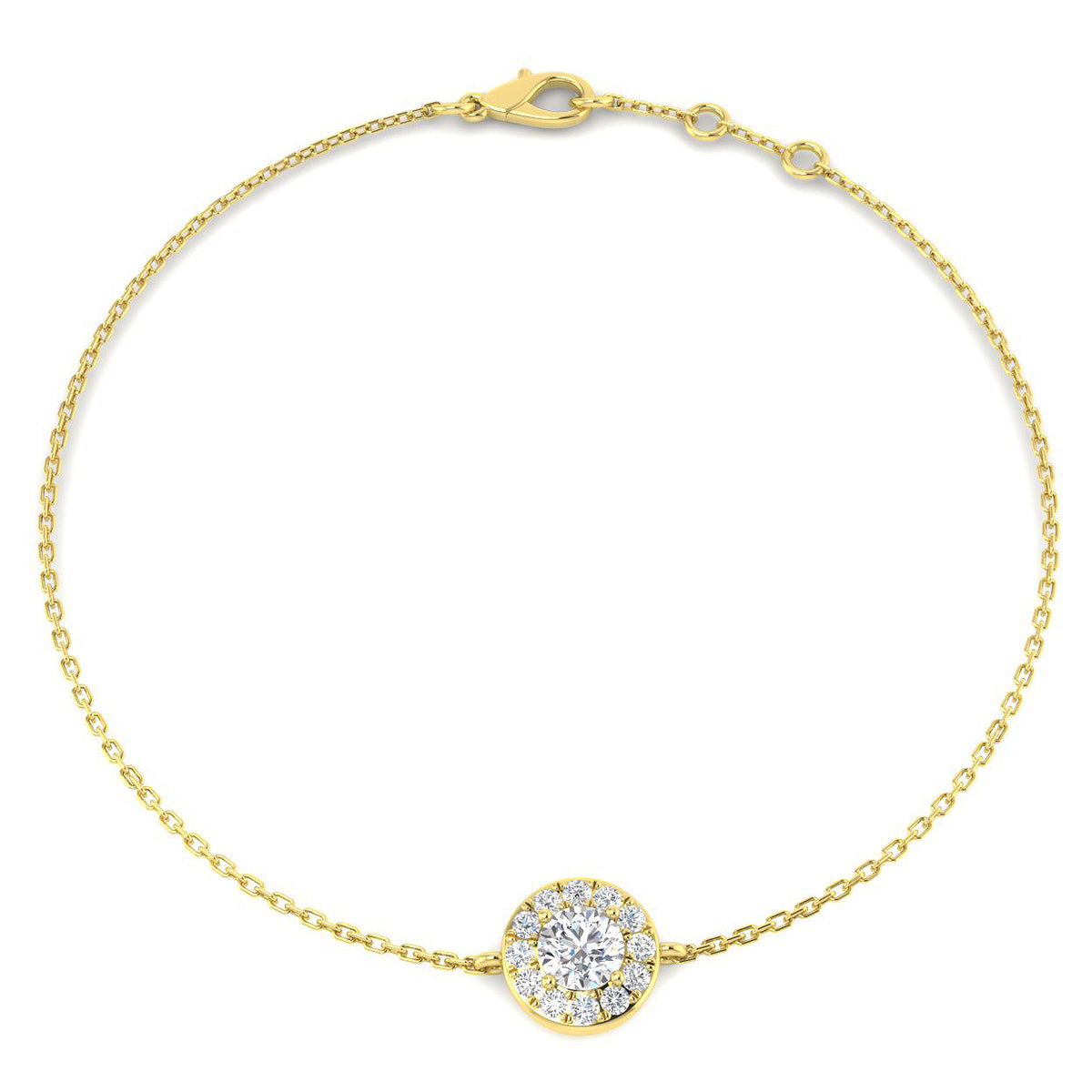 0.51ct Lab-Grown Diamond Halo Bracelet in 9ct Yellow Gold
