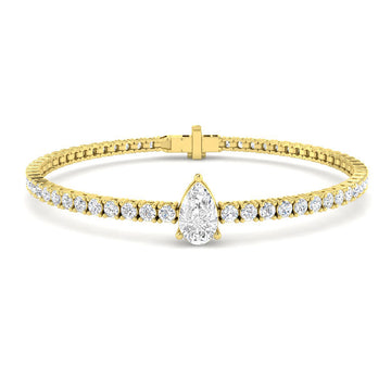 4.67ct Lab-Grown Diamond Pear Centre Tennis Bracelet in 9ct Yellow Gold