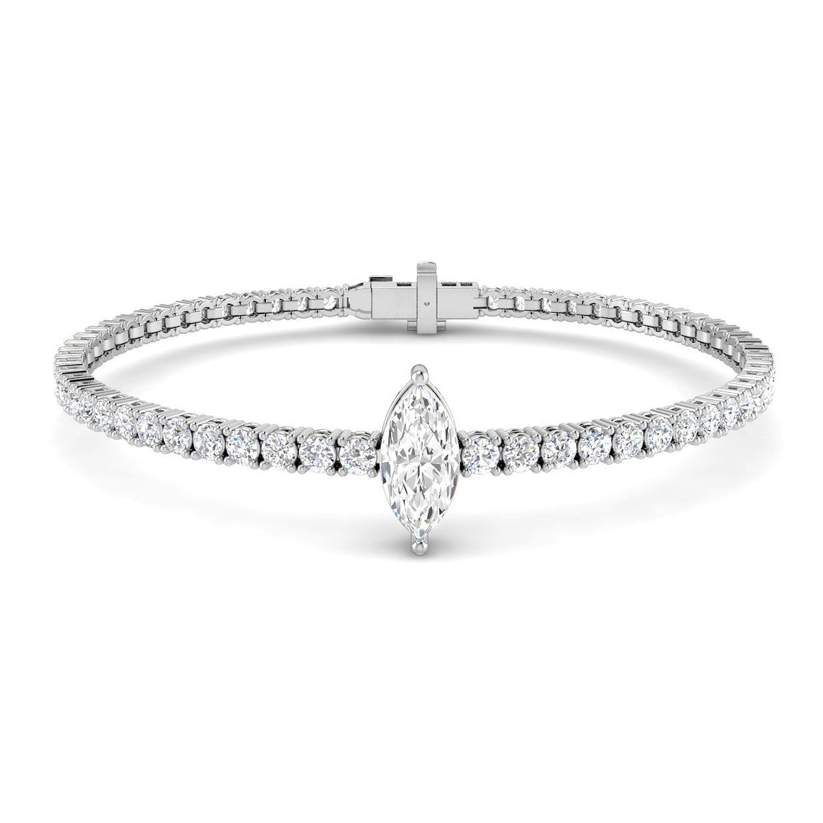 4.69ct Lab-Grown Diamond Marquise Centre Tennis Bracelet in 9ct White Gold