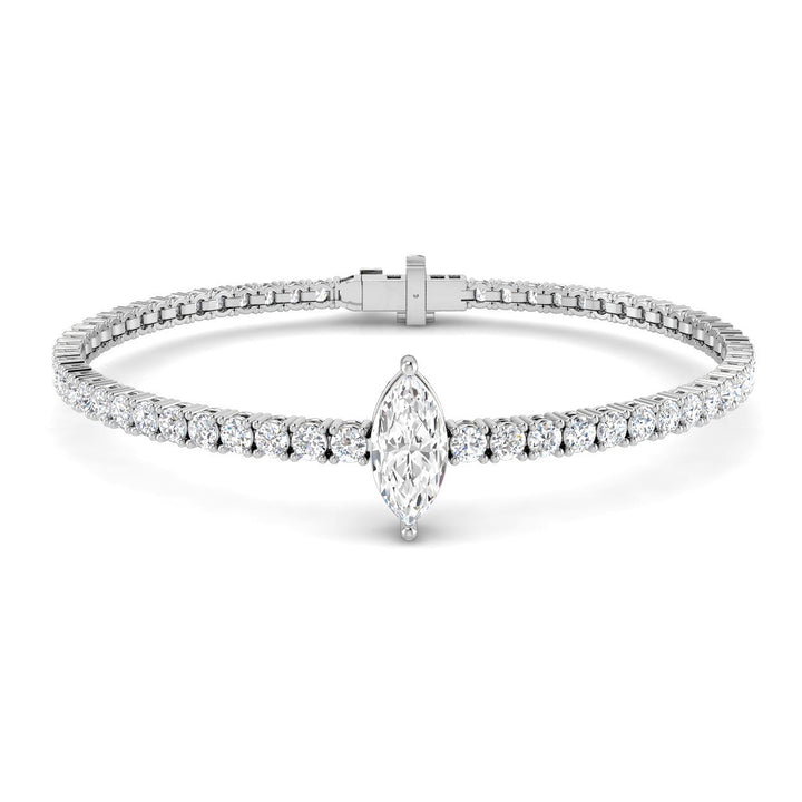 4.69ct Lab-Grown Diamond Marquise Centre Tennis Bracelet in 9ct White Gold