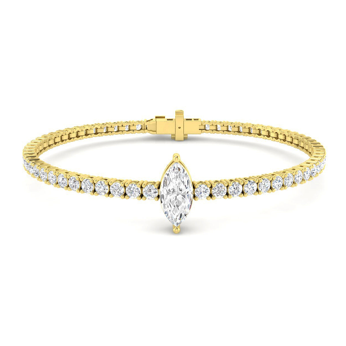 4.69ct Lab-Grown Diamond Marquise Centre Tennis Bracelet in 9ct Yellow Gold