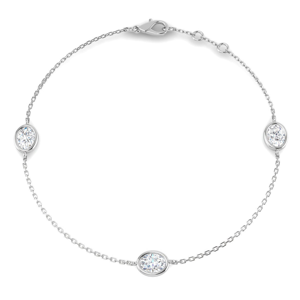 1.12ct Lab-Grown Diamond Oval Trilogy Bracelet in 9ct White Gold