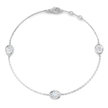 1.12ct Lab-Grown Diamond Oval Trilogy Bracelet in 9ct White Gold