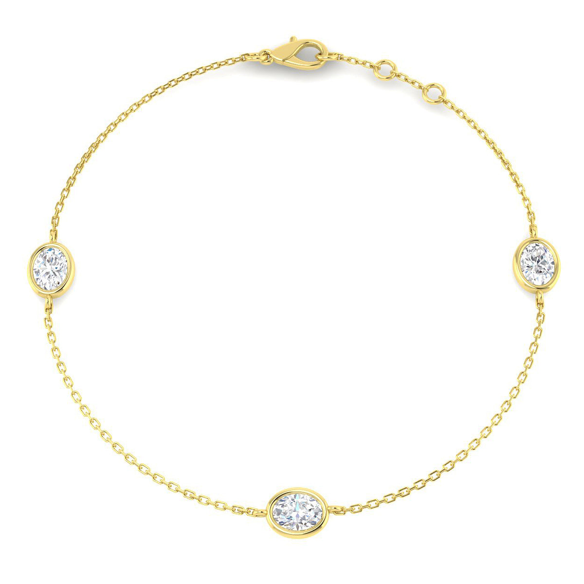 1.12ct Lab-Grown Diamond Oval Trilogy Bracelet in 9ct Yellow Gold