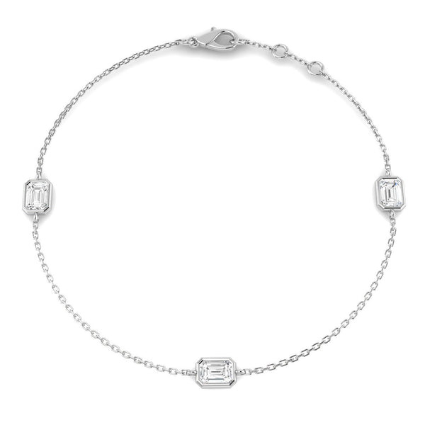 0.87ct Lab-Grown Diamond Emerald-Cut Trilogy Bracelet