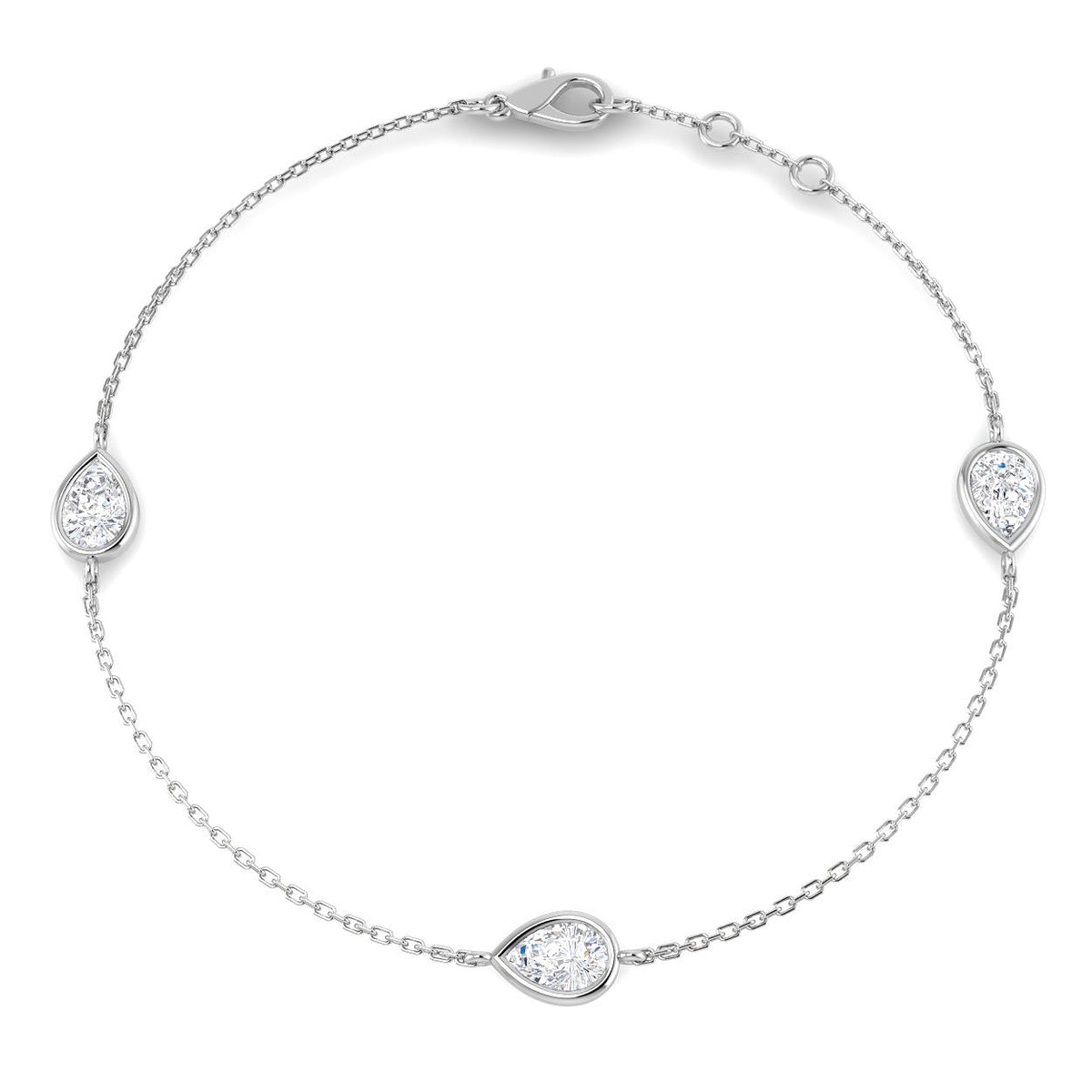 1.13ct Lab-Grown Diamond Pear Trilogy Bracelet in 9ct White Gold