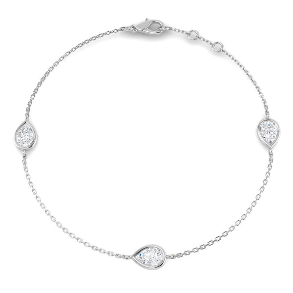 1.13ct Lab-Grown Diamond Pear Trilogy Bracelet