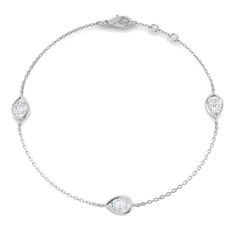 1.13ct Lab-Grown Diamond Pear Trilogy Bracelet