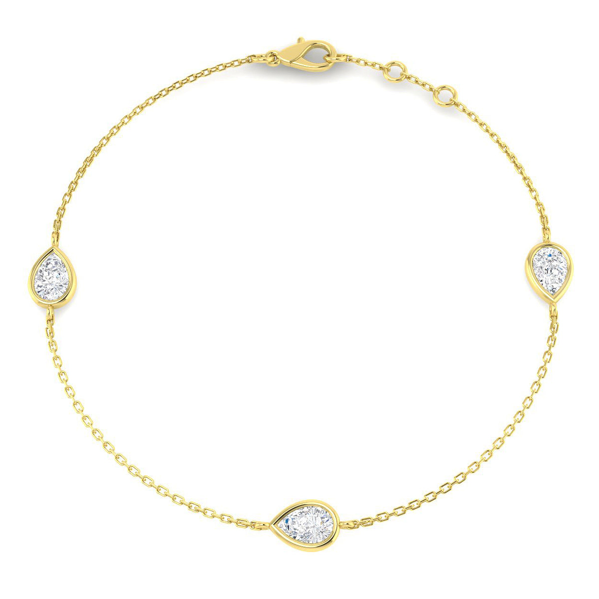 1.13ct Lab-Grown Diamond Pear Trilogy Bracelet in 9ct Yellow Gold