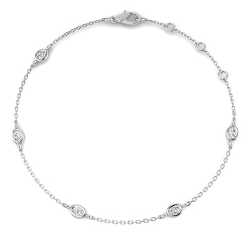 0.26ct Lab-Grown Diamond Oval Station Bracelet in 9ct White Gold