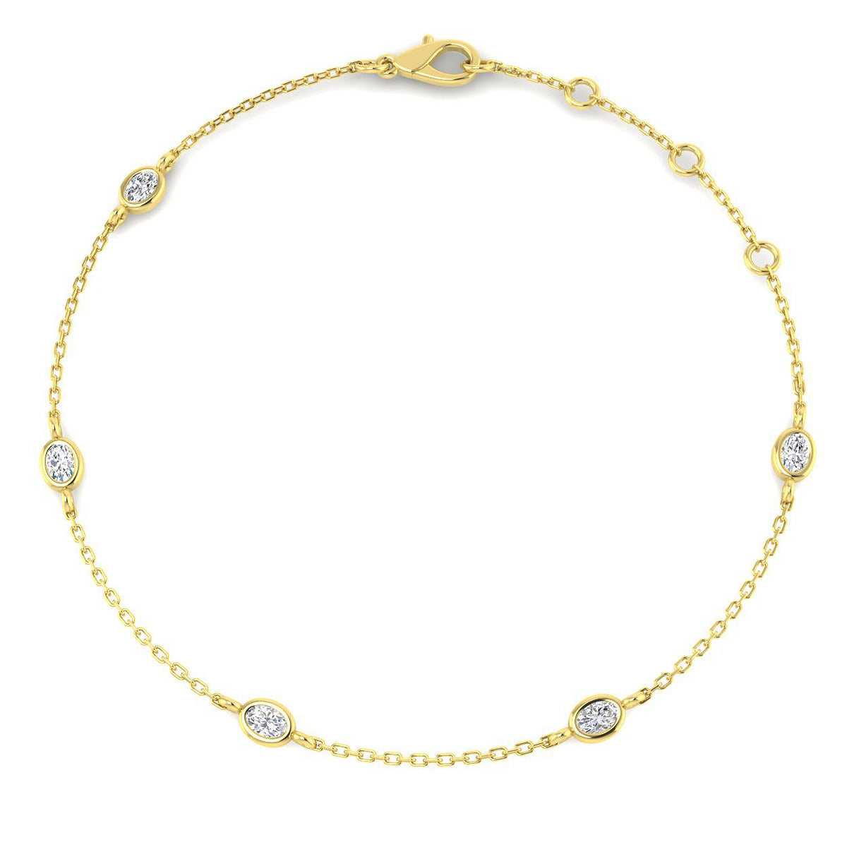 0.26ct Lab-Grown Diamond Oval Station Bracelet in 9ct Yellow Gold