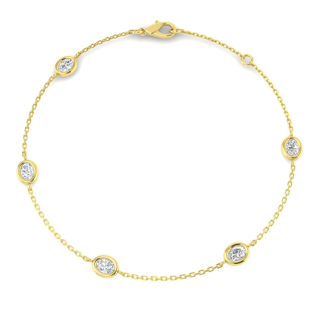 0.75ct Lab-Grown Diamond Oval Station Bracelet in 9ct Yellow Gold