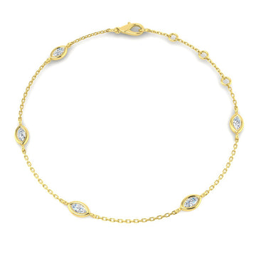 0.4ct Lab-Grown Diamond Marquise Station Bracelet in 9ct Yellow Gold