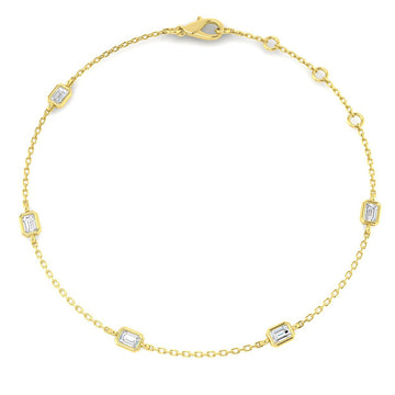 0.46ct Lab-Grown Diamond Emerald-Cut Station Bracelet in 9ct Yellow Gold